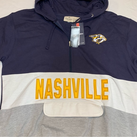 Fanatics NHL Nashville Predators 1/4 Zip Pullover Hoodie Sweatshirt New Mens LT - Picture 2 of 7